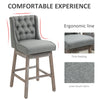 Bar Height Bar Stools Set of 2, 180 Degree Swivel Kitchen Island Stool, 30" Seat Height with Solid Wood Footrests and Button Tufted Design, Grey