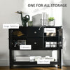 Modern Sideboard Buffet with Glass Door, Buffet Cabinet with Adjustable Shelves, 2 Drawers and Open Shelf for Dining Room, Buffet Table, Black