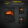 Electric Infrared Fireplace Stove, Freestanding Fireplace Heater with Realistic Flame, Adjustable Temperature, Timer, 1000W/1500W, Black