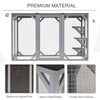 Wooden Outdoor Cat House Catio Kitten Enclosure Indoor Cage with Asphalt Roof, Multi-Level Platforms and Large Enter Door - 71"L, Grey
