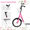Youth Scooter, Kick Scooter with Adjustable Handlebars, Double Brakes, 16" Inflatable Rubber Tires, Basket, Cupholder, Mudguard Ages 5-12 years old, Pink