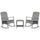 3 Pieces Outdoor PE Rattan Rocking Chair Set, Patio Wicker Recliner Rocker Chair with Soft Cushion & Coffee Table, for Porch, Grey