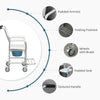 3 in 1 Shower Commode Wheelchair, Transport Beside Commode Chair, Waterproof Rolling Over Toilet Chair 330 lbs Weight Capacity with Padded Seat for Elder