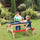 Kids Picnic Table and Bench Set with Sandbox, Outdoor Sand & Water Table with Kitchen Toys, Water Circulation Faucet