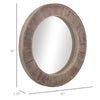 31" Wall Mirror, Round Mirror for Wall in Living Room, Bedroom, Rustic Brown