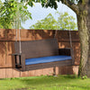 2-Person Wicker Hanging Porch Swing Bench, Front Porch Swing Outdoor Chair with Cushions 550lbs Weight Capacity for Backyard, Dark Blue