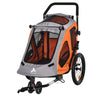 Dog Bike Trailer 2-In-1 Pet Stroller Cart Bicycle Wagon Cargo Carrier with 360 Swivel Wheel Reflectors Parking Brake Straps Cup Holder Orange