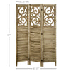 Wooden Room Divider, 3 Panel Double Hinged Folding Privacy Screen for Home Office, 63"x67"x0.75", Brown