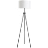 59.75" Floor Lamp Standing Lamp Fabric Lampshade E26 Lamp Holder Steel Tripod Living Room Black