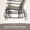 3-Piece Gliding Chair & Tea Table Set, Outdoor 2 Rocker Seats with Steel Frame, Tempered Glass Tabletop, Garden Patio Furniture, Grey