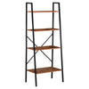 Vintage Ladder Book Shelf 4-Tier Storage Rack Accent Bathroom Living Room, Black/Vintage wood