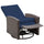 Patio Wicker Recliner Chair with Footrest, Outdoor PE Rattan 360Â°Swivel Chair with Soft Cushion, Lounge Chair for Patio, Dark Blue