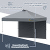 10' Pop Up Canopy Party Tent with 1 Sidewall, Rolling Carry Bag on Wheels, Adjustable Height, Folding Outdoor Shelter, Grey