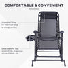 Outdoor Rocking Chairs Zero Gravity Rocking Chair w/ Removable Headrest, Side Tray, Cup & Phone Holder, Black