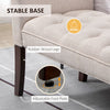 End of Bed Bench with Button Tufted Design, Upholstered Bench with Arms and Solid Wood Legs for Bedroom, Beige