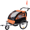 2-Seat Kids Bicycle Trailer 55lbs Steel w/ Water Resistant Carrier Windows - Black and Orange