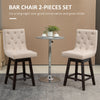 Bar Stools Set of 2, Swivel Bar Chairs, 25.5" High Fabric Tufted Breakfast Barstools for Kitchen Counter, Beige