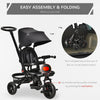 4 in 1 Adjustable Baby Tricycle Stroller w/ Removable Handle, Brake, Cover, Black