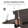 2-Person Wicker Hanging Porch Swing Bench, Front Porch Swing Outdoor Chair with Cushions 550lbs Weight Capacity for Backyard, Garden, Orange