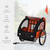 2-Seat Kids Child Bicycle Trailer with a Strong Steel Frame, 5-Point Safety Harnesses, & Comfortable Seat - Orange