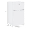 Double Door Mini Fridge with Freezer, 3.2 Cu.Ft Compact Refrigerator with Adjustable Shelf, Thermostat and Reversible Door for Bedroom, White