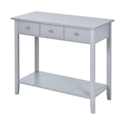 Console Table Industrial Desk with Drawer Bottom Shelf & Large Tabletop for Pictures  Great for the Entryway Grey