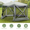 6-Sided Hexagon Pop Up Party Tent Gazebo with Mesh Netting Walls & Shaded Interior, 12' x 12', Beige