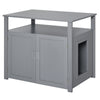 Wooden Cat Litter Box Enclosure Furniture with Adjustable Interior Wall & Large Tabletop for Nightstand  Grey