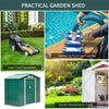 7' x 4' Steel Storage Shed Organizer, Garden Tool house with 4 Vents and 2 Easy Sliding Doors for Backyard, Patio, Garage, Lawn, Green