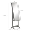 Floor Standing Jewelry Cabinet, Lockable Jewelry Organizer with Full-Length Mirror,  and 4 Adjustable Angles, Grey
