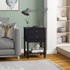 Modern Sofa Side Table with 2 Storage Drawers, End Table with Bottom Shelf for Living Room, Bedroom, Black