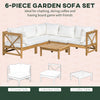 6-Piece Wooden Patio Sofa Sectional Set with Modular Design, Coffee Table, & 8 Pillows Included, Cream White