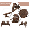 Wood Adirondack Patio Chair Bench with Center Coffee Table, Perfect for Lounging and Relaxing Outdoors Carbonized
