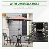 30" Round Patio Dining Table with Umbrella Hole, Antique Cast Aluminum Outdoor Bistro Table, Black