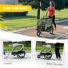 Green 3-in-1 Bike Trailer for Kids, Running Stroller with 2 Seats, Jogging Cart with 5-Point Harness, Storage Units