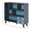3-Tier Modern Bookcase Chest Open Shelves Cabinet Floor Standing Home Office Storage Furniture Shelving with Drawers