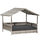 Wicker Dog House Elevated Raised Rattan Bed for Indoor/Outdoor with Removable Cushion Lounge, Charcoal Grey