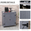 Garden Storage Cabinet, Outdoor Tool Shed with Galvanized Top and Two Shelves for Yard Tools or Pool Accessories, Grey