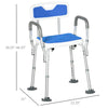 EVA Padded Shower Chair with Arms, Bath Seat with Adjustable Height, Anti-slip Shower Bench for Seniors and Disabled, Tool-Free Assembly