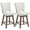 Bar Stools, Bar Stools with Back, Diamond Pattern, Rubber Wood Legs for Kitchen, Bar, Counter Height Stools, Cream White