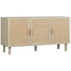 Kitchen Cabinet, Storage Cabinet, Sideboard Floor Accent Cabinet with 3 Rattan Doors and Adjustable Shelves for Living Room, Entryway, Natural