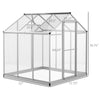 6' L x 6' W Walk-In Polycarbonate Greenhouse with Roof Vent for Ventilation & Rain Gutter, Hobby Greenhouse for Winter