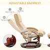 Recliner Chair with Ottoman, Electric Faux Leather Recliner with 10 Vibration Points and 5 Massage Mode, Reclining Chair with Remote Control, Swivel Wood Base and Side Pocket, Beige