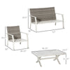 4 Pieces Wicker Sectional Conversation Sets, Outdoor PE Rattan Loveseat Aluminum Frame Furniture w/ Coffee Table for Patio, Beige