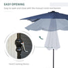 9' x 7' Patio Umbrella Outdoor Table Market Umbrella with Crank, Solar LED Lights, 45Â° Tilt, Push-Button Operation, for Deck, Pool, Blue