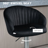 Modern Upholstered Adjustable Barstools with Swivel Seat, Velvet Touch Fabric, Steel Frame, Footrest, Black