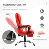 High Back Ergonomic Executive Office Chair, PU Leather Computer Chair with Retractable Footrest, Padded Headrest and Armrest, Red