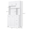 66" Buffet with Hutch, Freestanding Kitchen Pantry with 2 Large Cabinets, 1 Pull Up Cabinet, 3 Drawers & Wide Countertop, White