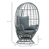 Wicker Egg Chair, 360 Rotating Indoor Outdoor Boho Basket Seat with Cushion and Pillows for Backyard, Porch, Patio, Garden, Handwoven All-Weather PE Rattan, Steel Frame, Gray