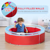 Foam Baby Ball Pit Pool with Removable & Washable Cover, 45" x 10" Round Ball Pit for Toddlers with 200 Ocean Balls, Soft Baby Playpen, Red